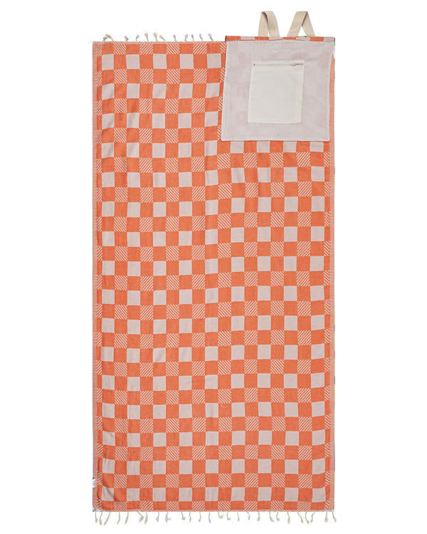 Checker Towel Bag – Coral - SAND CLOUD