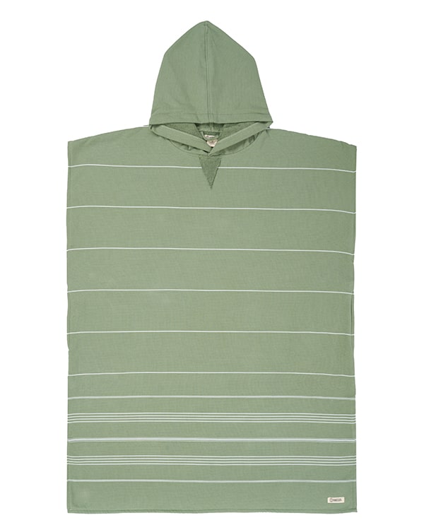 Classic Stripe Hooded Poncho – Hedge Green - SAND CLOUD