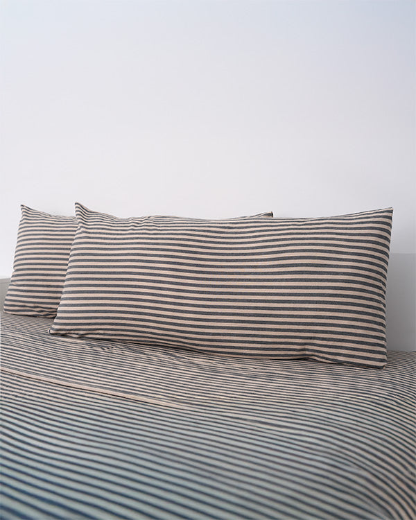 Classic Micro Twill Stripe Melange Pillowcase Set Steel Grey - SAND CLOUD