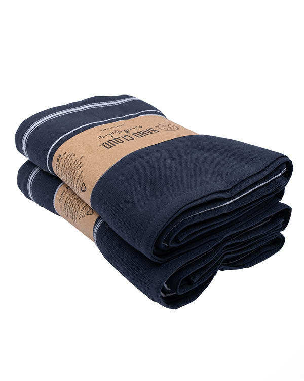Classic Fringeless XL Bath Bundle 2 Pack – Navy - SAND CLOUD