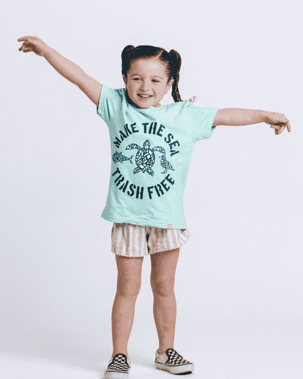 Make The Sea Trash Free Kids Tee – Soft Mint - SAND CLOUD