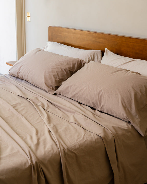 Signature Percale Solid Pillowcase Set Beige - SAND CLOUD