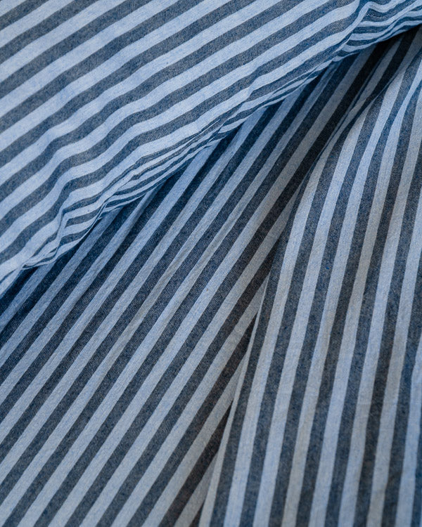 Classic Micro Twill Stripe Melange Fitted Sheet Indigo - SAND CLOUD