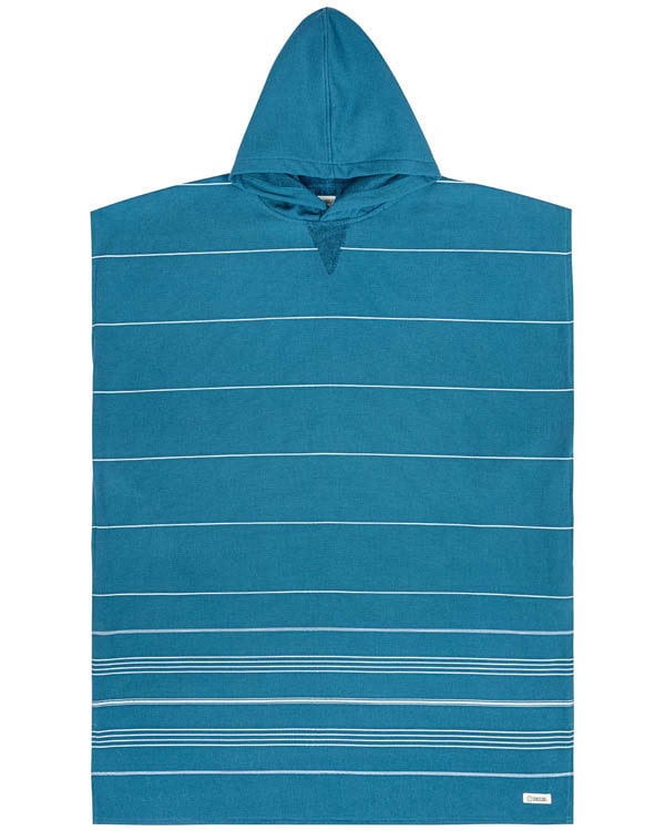 Classic Stripe Hooded Poncho Teal Blue - SAND CLOUD