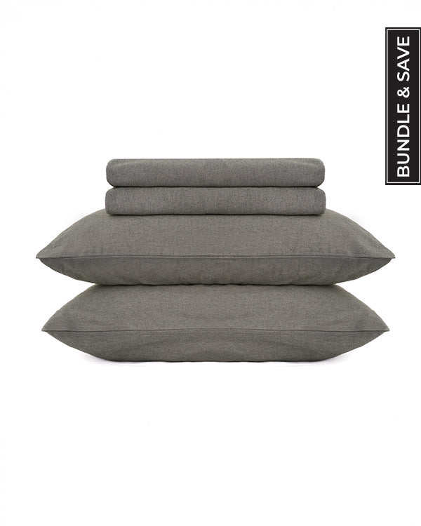 Classic Micro Twill Solid Melange Sheet Set Moss - SAND CLOUD