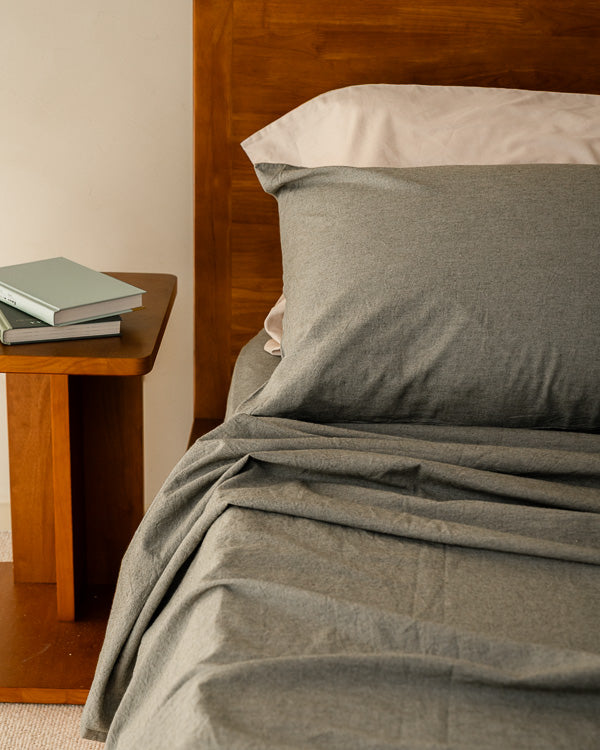 Classic Micro Twill Solid Melange Pillowcase Set Moss - SAND CLOUD