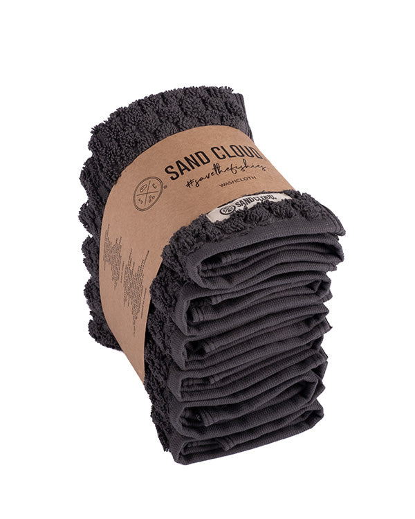 Atom Washcloth Bath Bundle – Charcoal – 6 Pack - SAND CLOUD