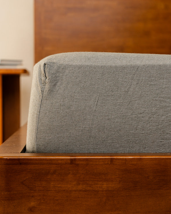 Classic Micro Twill Solid Melange Fitted Sheet Moss - SAND CLOUD
