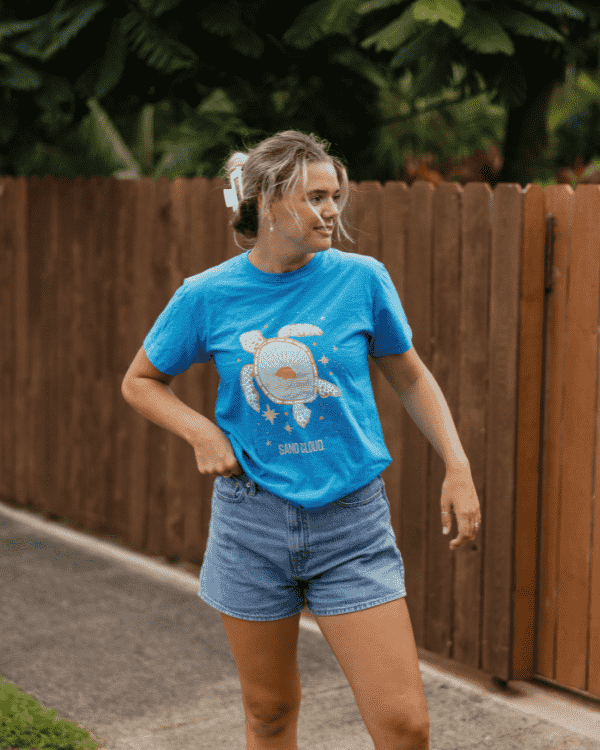 Sunrise Turtle SS Tee – Sapphire Blue - SAND CLOUD