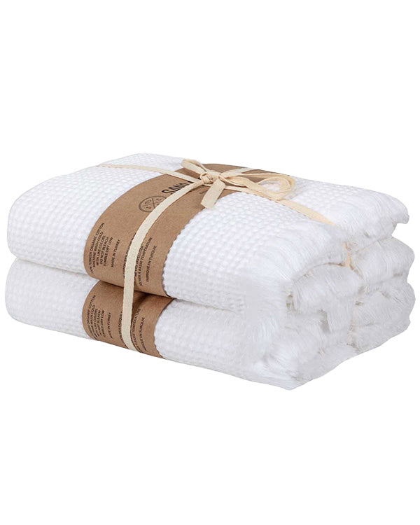 Micro Waffle XL Bath Bundle – 2 Pack -White - SAND CLOUD