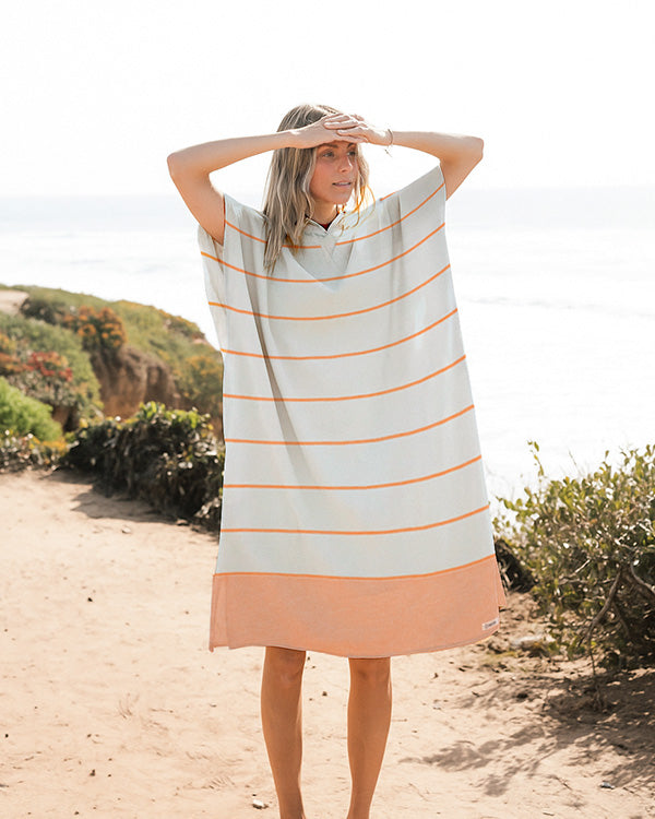 Colorblock Stripe Hooded Poncho – Mint - SAND CLOUD