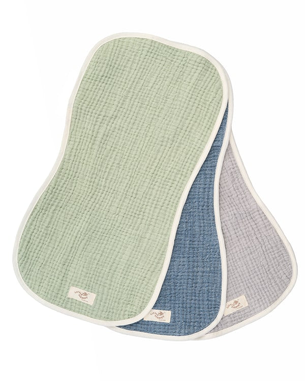 Little Fishies Gauze Burping Cloth Bundle – 3 Pack – Sage / Grey / Navy - SAND CLOUD