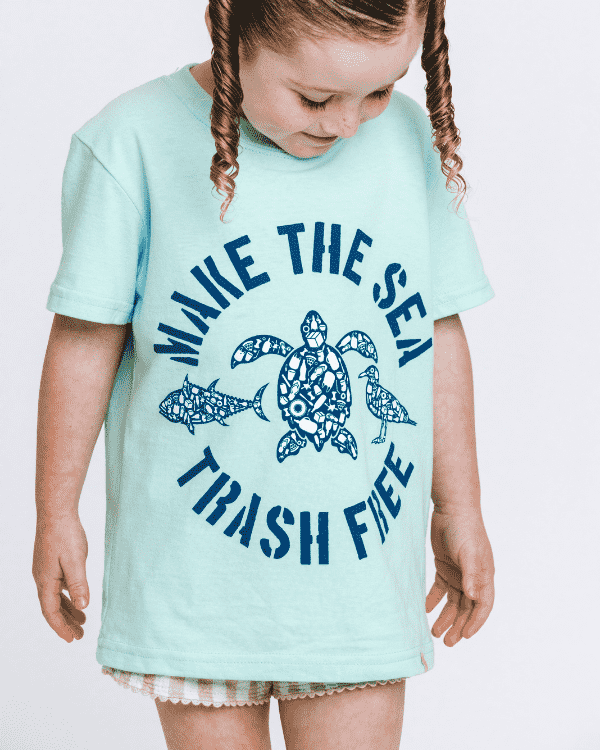 Make The Sea Trash Free Kids Tee – Soft Mint - SAND CLOUD