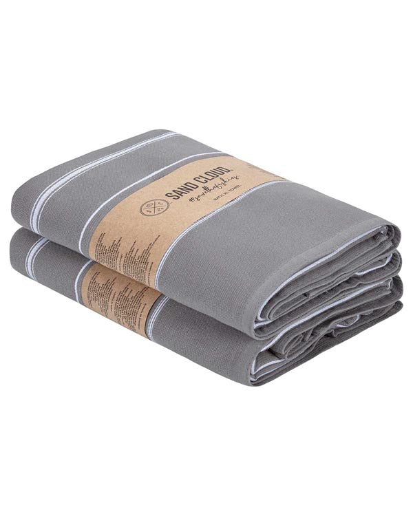 Classic Fringeless XL Bath Bundle – Grey – 2 Pack - SAND CLOUD