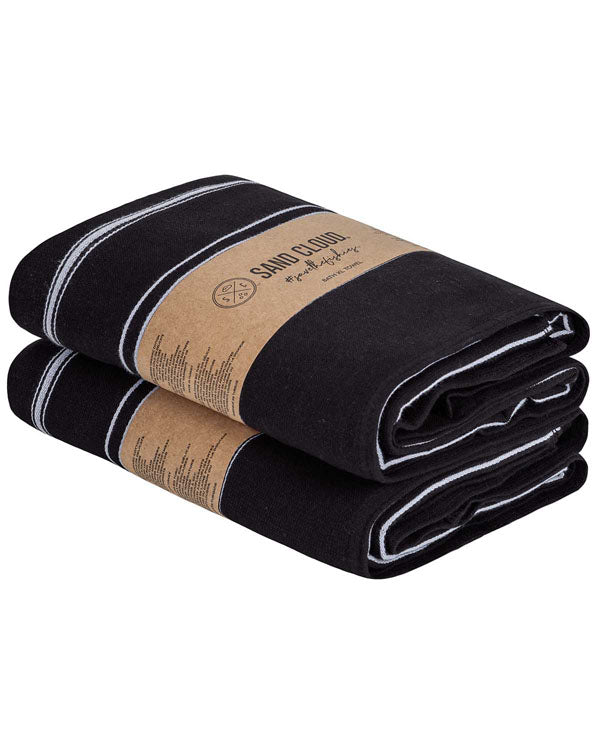 Classic Fringeless XL Bath Bundle – Black – 2 Pack - SAND CLOUD