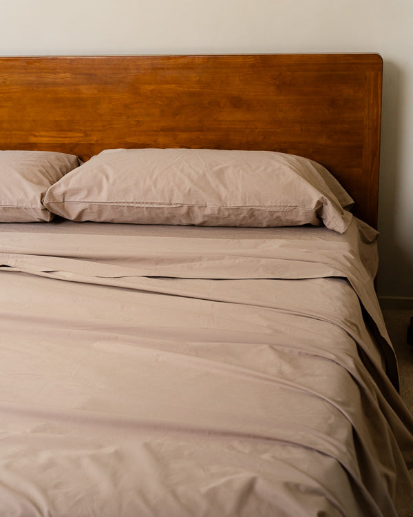 Signature Percale Solid Flat Top Sheet Beige - SAND CLOUD