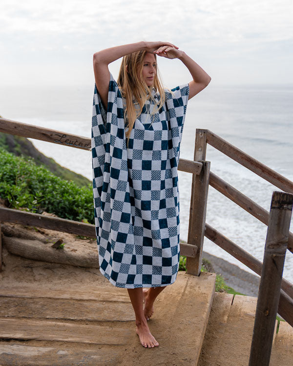 Checker Hooded Poncho - SAND CLOUD