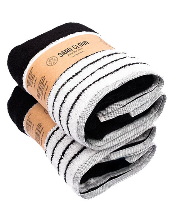 Micro Stripe Bath Bundle – 2 Pack – Black - SAND CLOUD