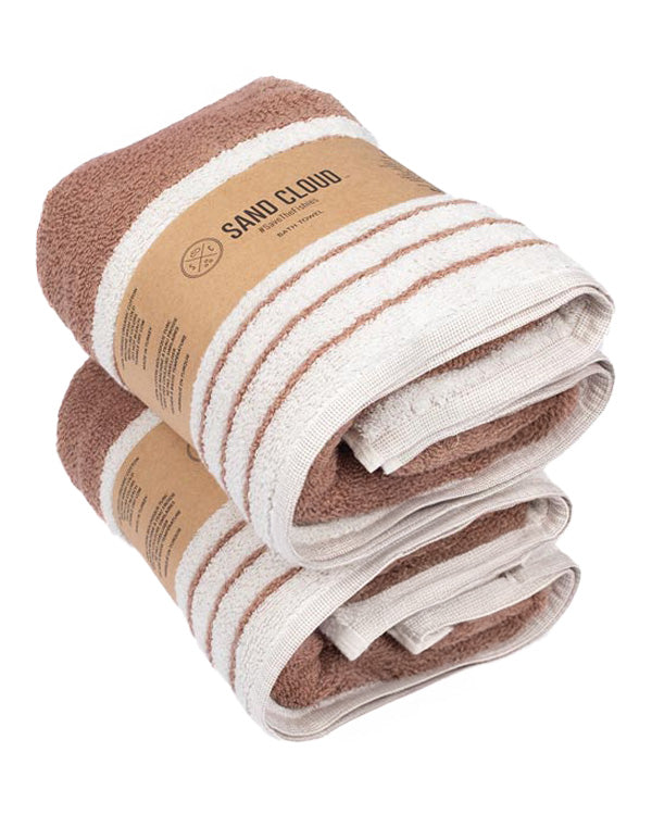 Micro Stripe Bath Bundle – 2 Pack – Warm Taupe - SAND CLOUD