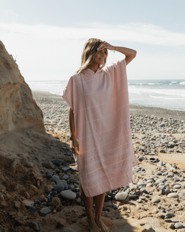 Classic Stripe Hooded Poncho – Calcite Pink - SAND CLOUD