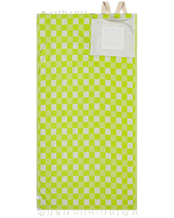 Checker Towel Bag – Lime - SAND CLOUD