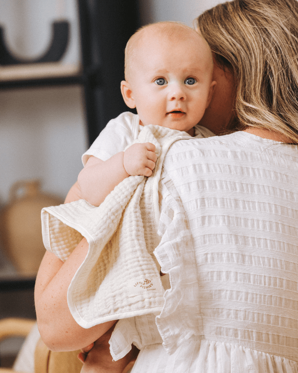 Little Fishies Gauze Burping Cloth Bundle – 3 Pack – Natural / Beige / Warm Taupe - SAND CLOUD