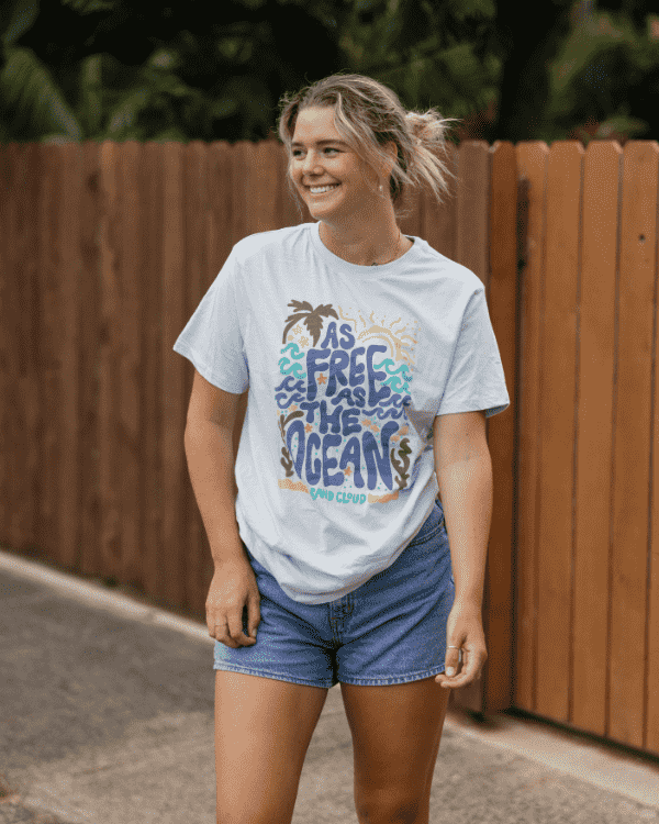 Free As the Ocean SS Tee – Illusion Blue - SAND CLOUD